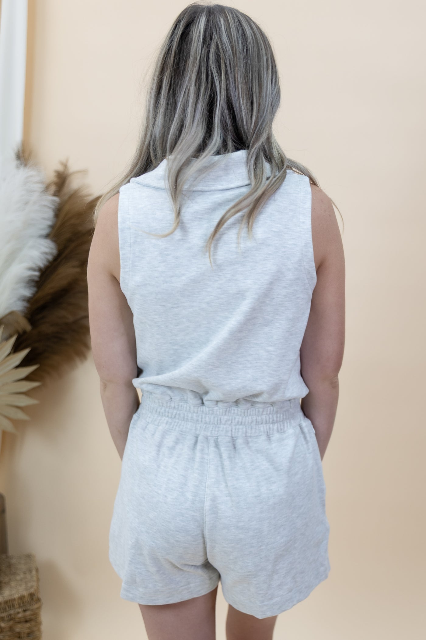 "Get Up & Go" Romper (Heather Grey)