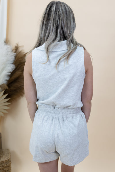 "Get Up & Go" Romper (Heather Grey)
