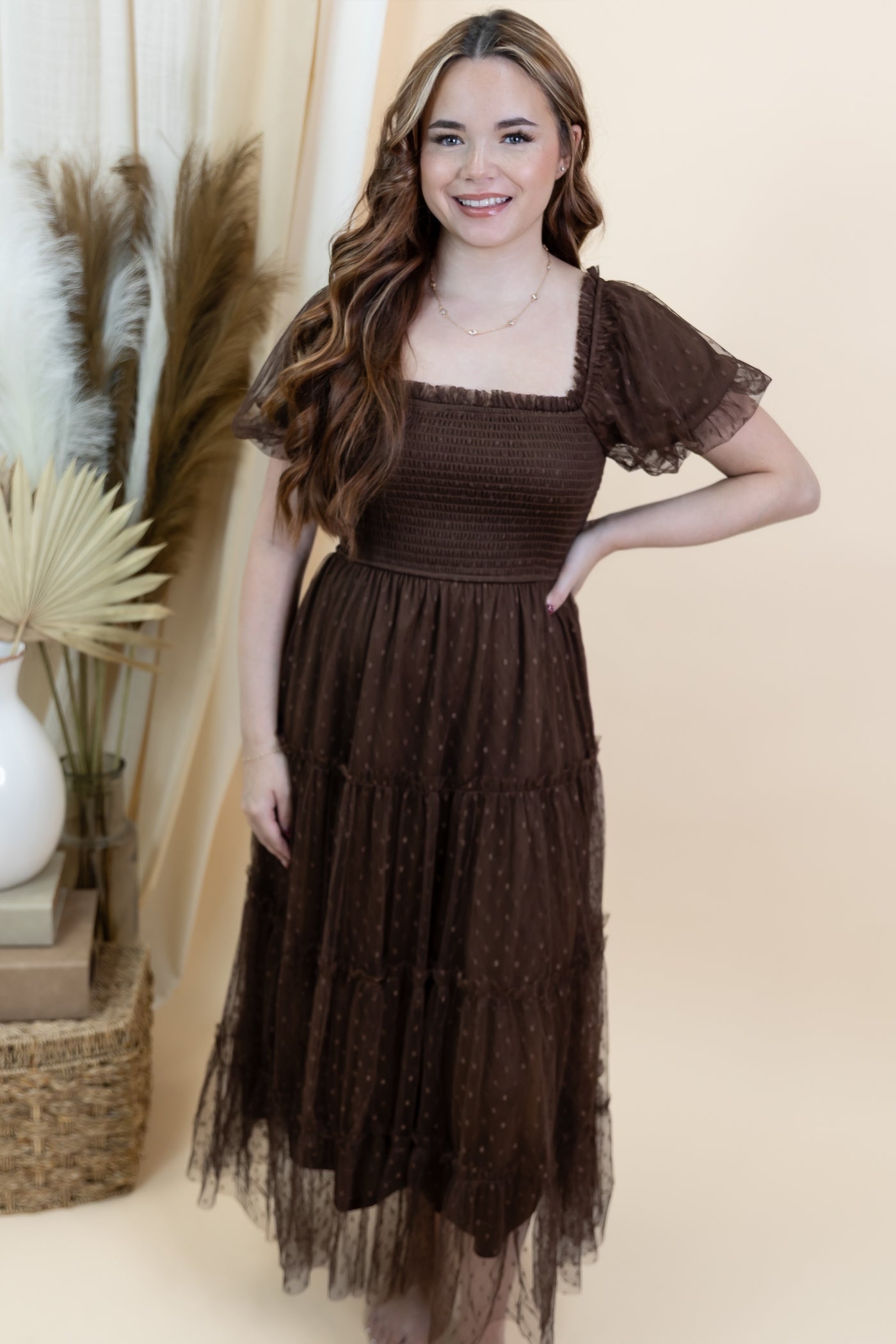 "Mocha Meadows" Dress (Brown)