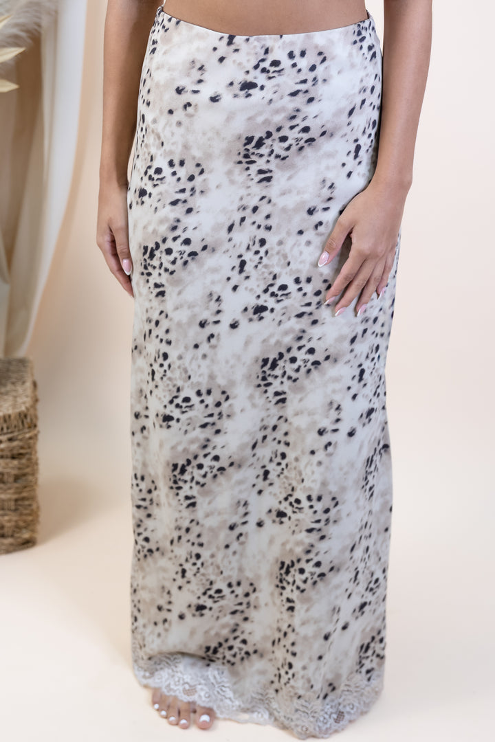 "Wild Elegance" Skirt (Taupe/Black Animal)