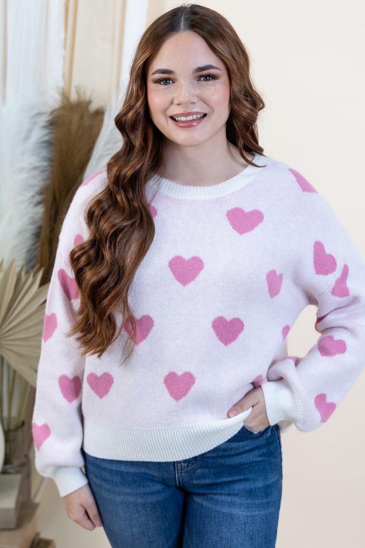 "Made For Love" Sweater (Off White/Pink)