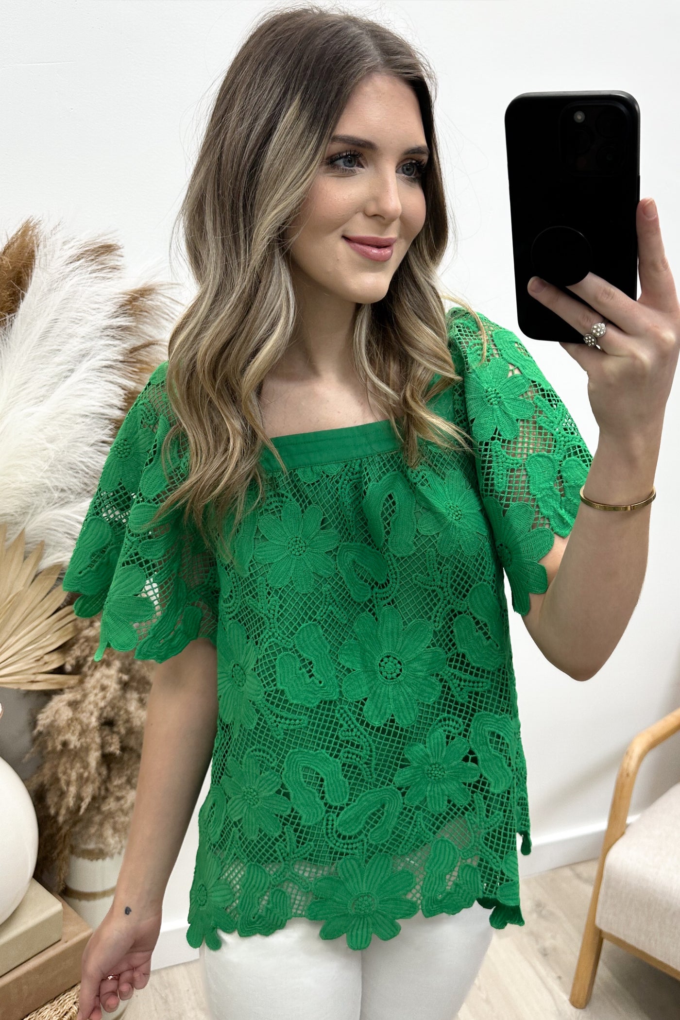 "Patio Sunsets" Blouse (Green)