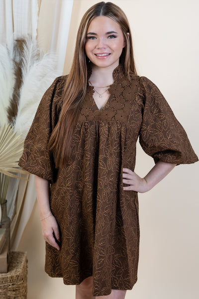 "Falling Leaves" Dress (Brown)