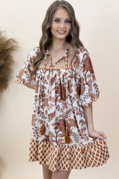 "Somehow Sweeter" Dress (Rust Mix)