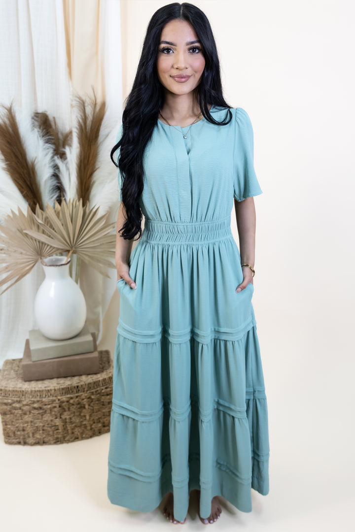 "Classic Charm" Dress (Sage)