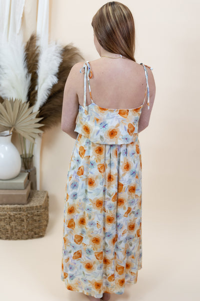 "Into The Sunset" Dress (Orange/Multi Floral)