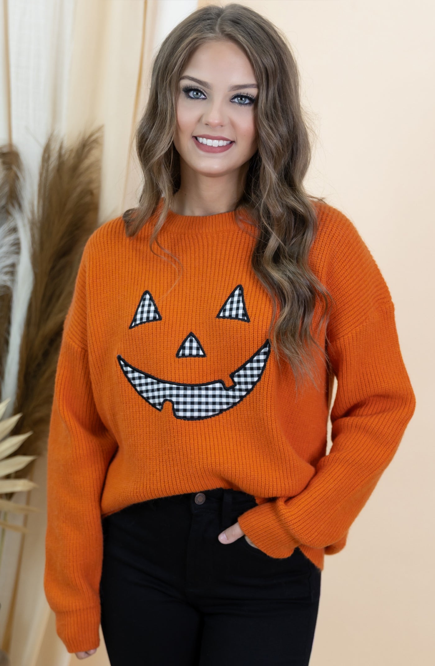 "Carving Pumpkins" Sweater (Burnt Orange)