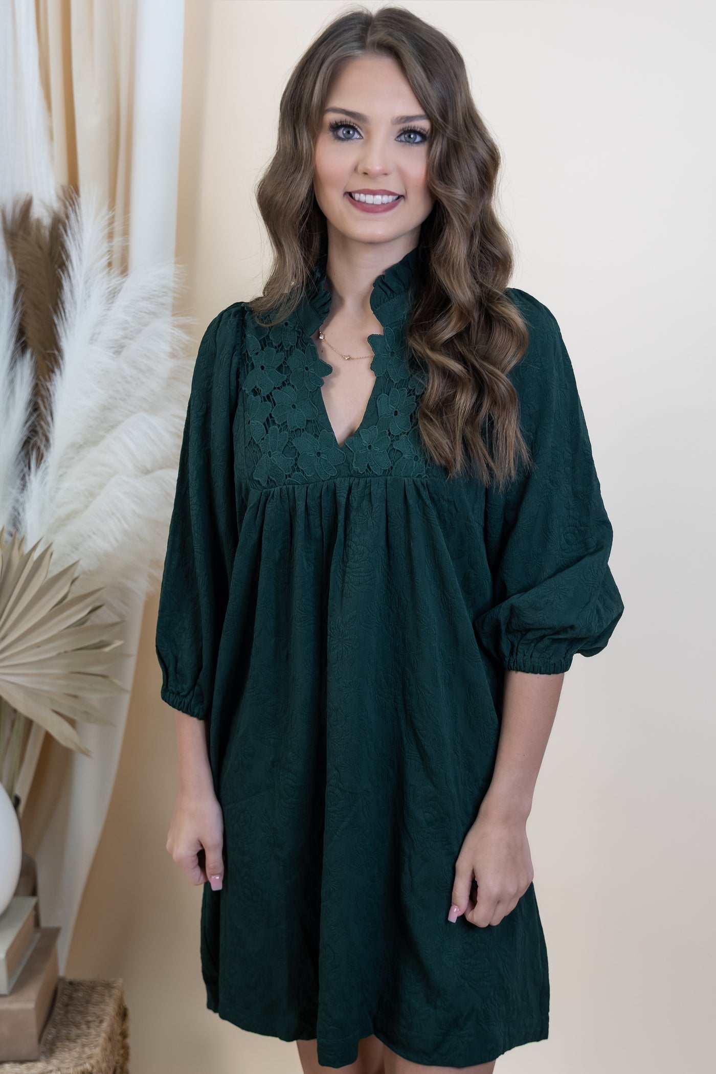 "Evergreen Elegance" Dress (Hunter Green)