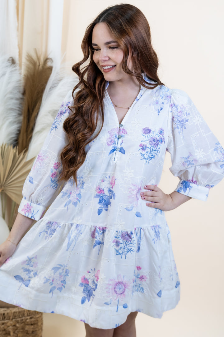 "Brunch Blooms" Dress (Lavender)