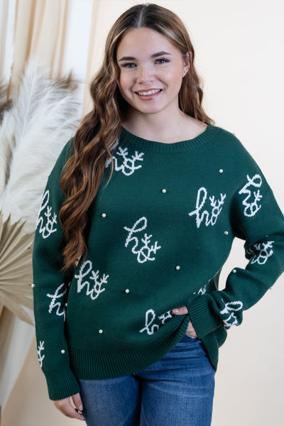 "Ho Ho Ho" Sweater (Hunter Green)