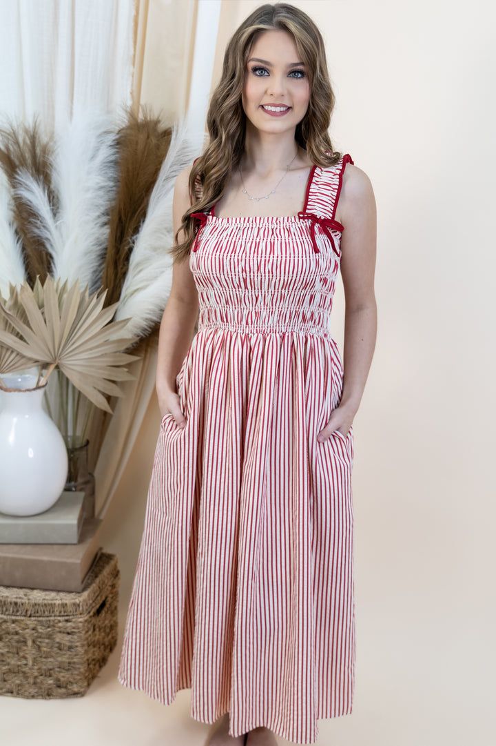 "Sugar & Stripes" Dress (Red)