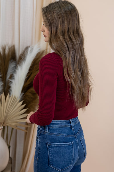 "Vineyard Strolls" Bodysuit (Dark Red)