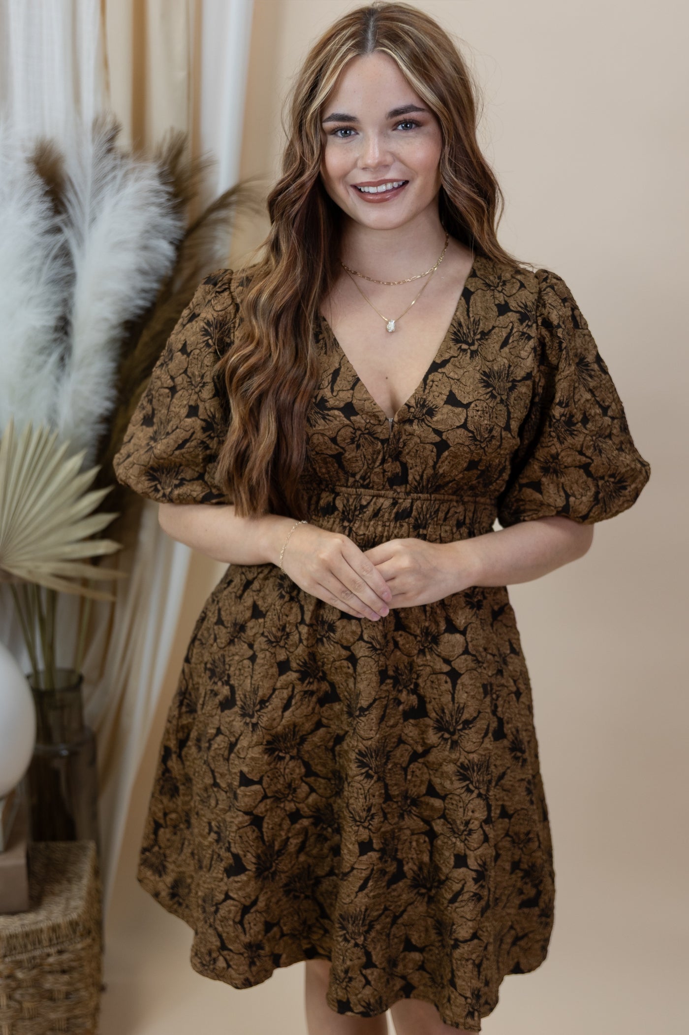 "Let Your Light Shine" Dress (Brown)