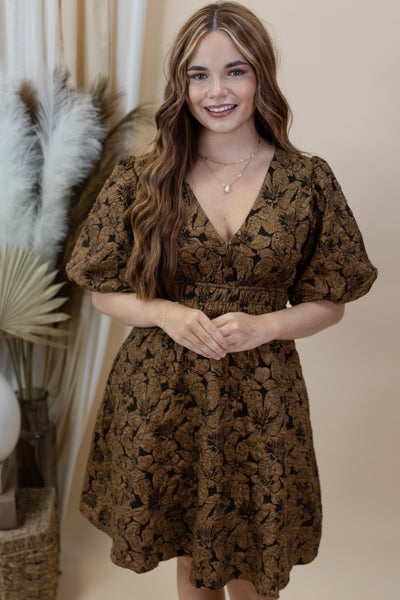 "Let Your Light Shine" Dress (Brown)