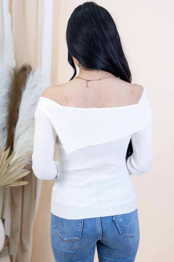 "Signature Fold" Sweater (Ivory)
