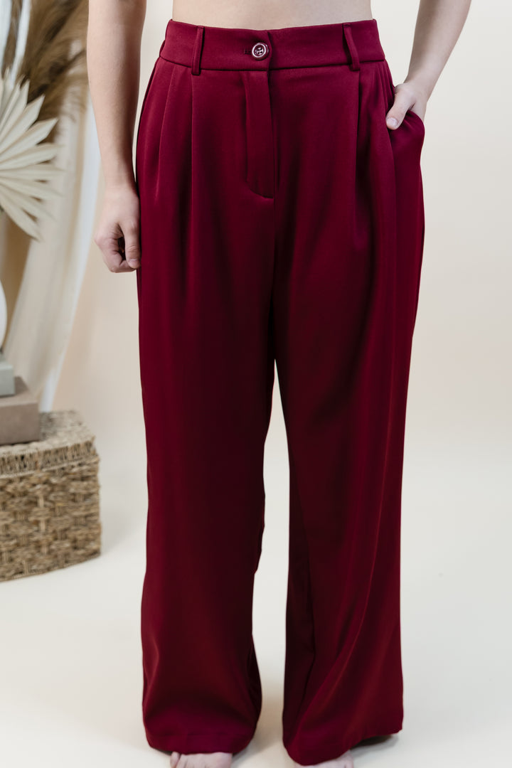 "Chic Routine" Pants (Burgundy)