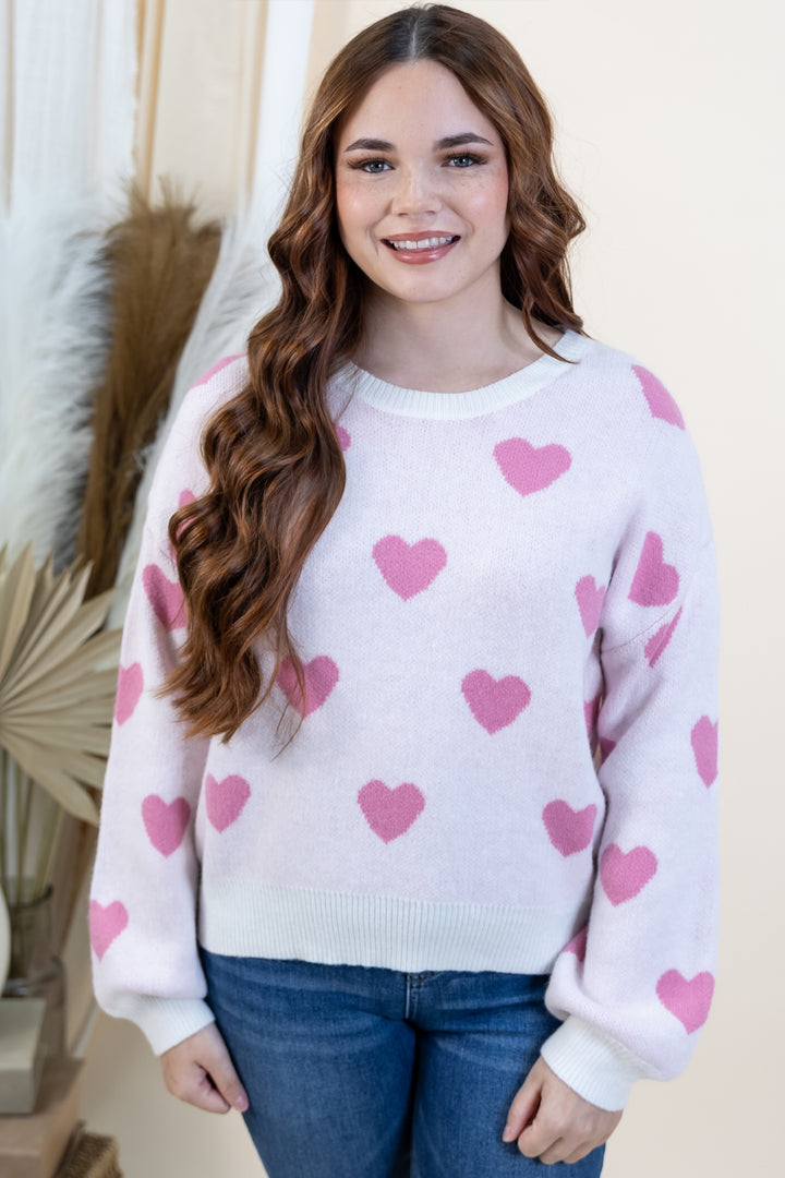 "Made For Love" Sweater (Off White/Pink)