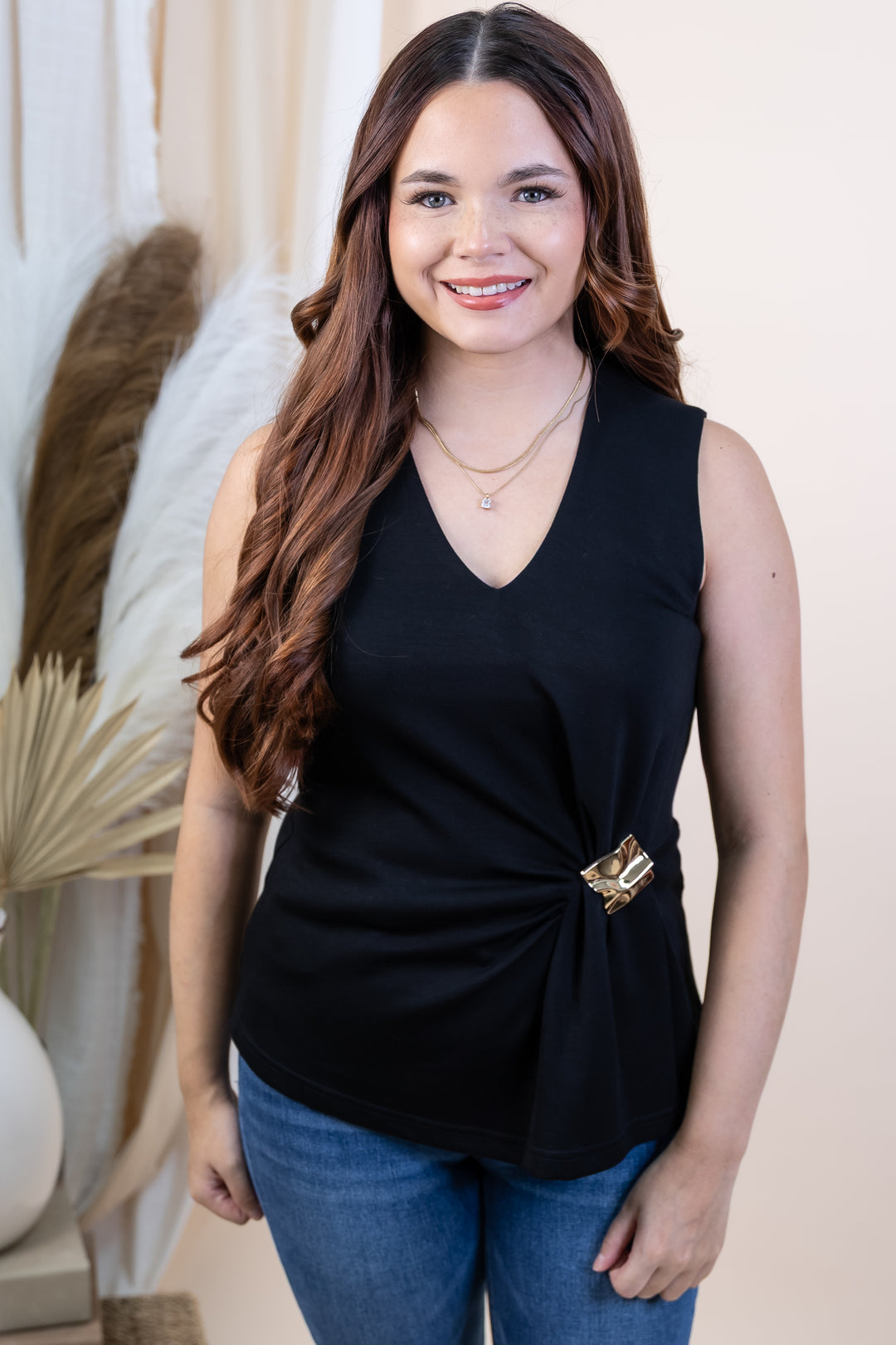 "Sleek Style Moment" Blouse (Black)