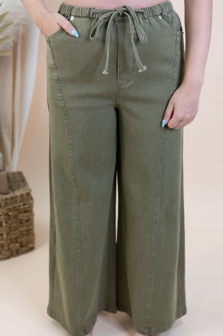 "Salt & Sage" Wide Leg Pants (Dry Herb)