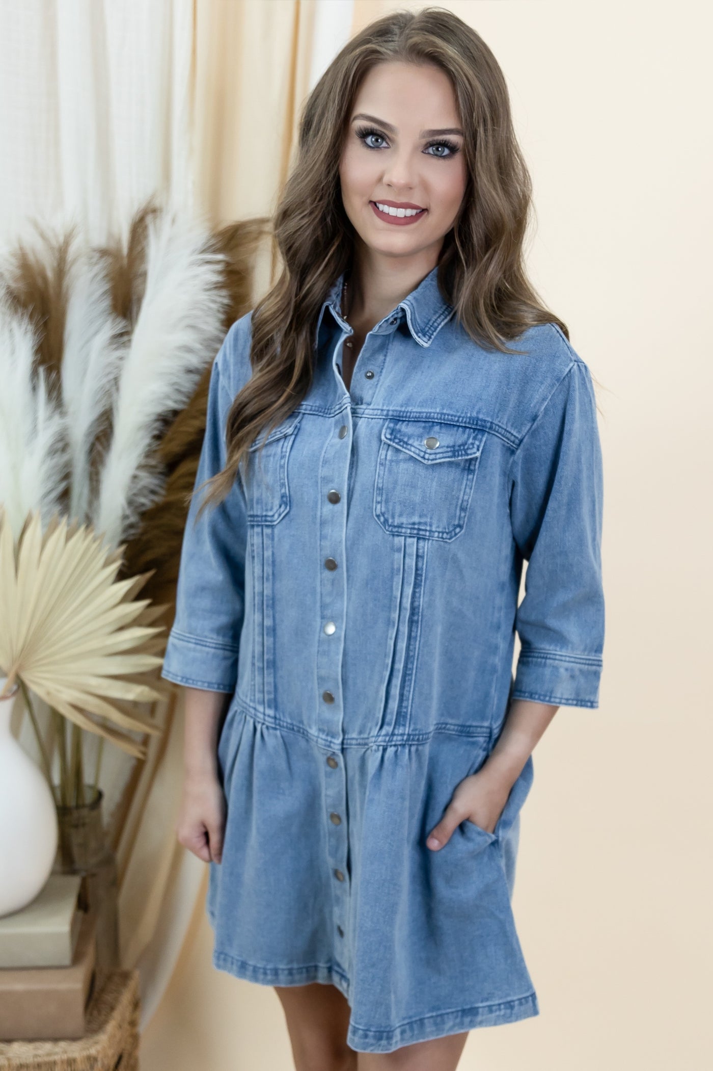 "Staying In Rotation" Dress (Medium Denim)