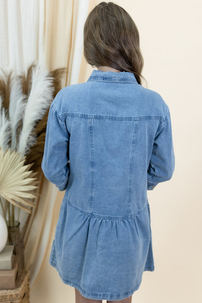 "Staying In Rotation" Dress (Medium Denim)