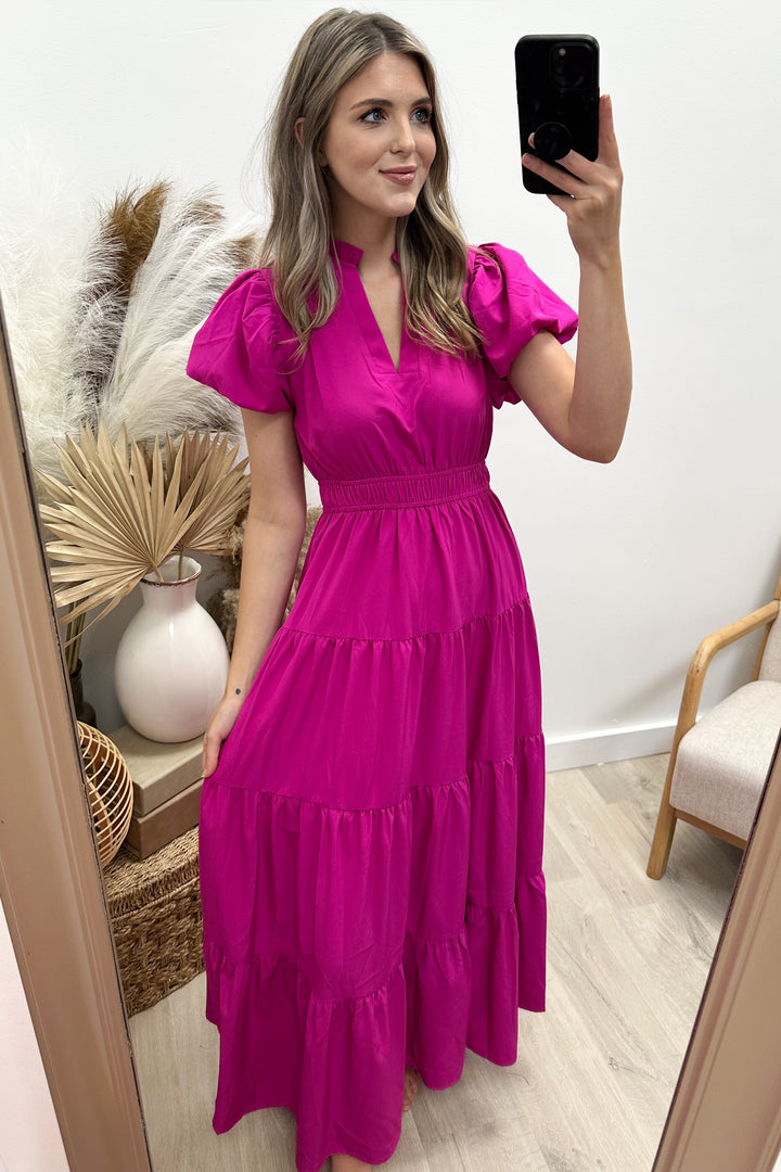 "Sunday Brunch" Maxi Dress (Magenta)