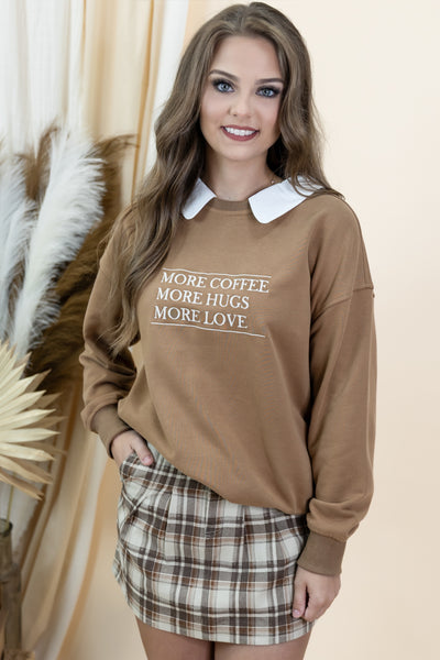 "Always Wondering" Skirt (Taupe/Brown Plaid)