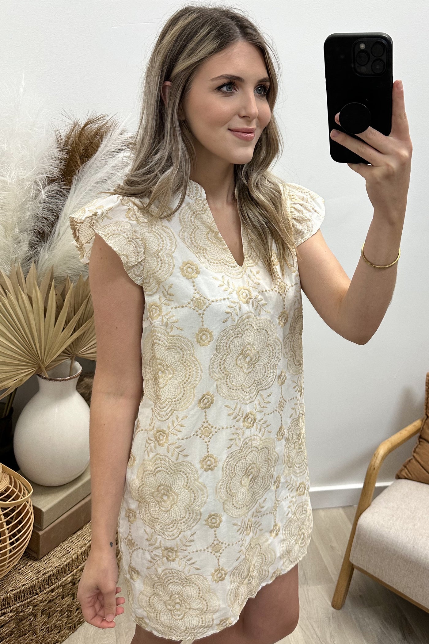 "Something To See" Dress (Ivory/Tan)