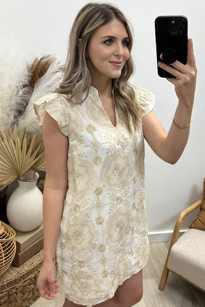 "Something To See" Dress (Ivory/Tan)