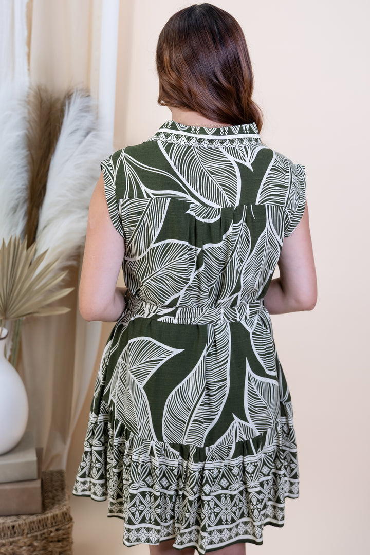 "Palm Paradise" Dress (Olive)