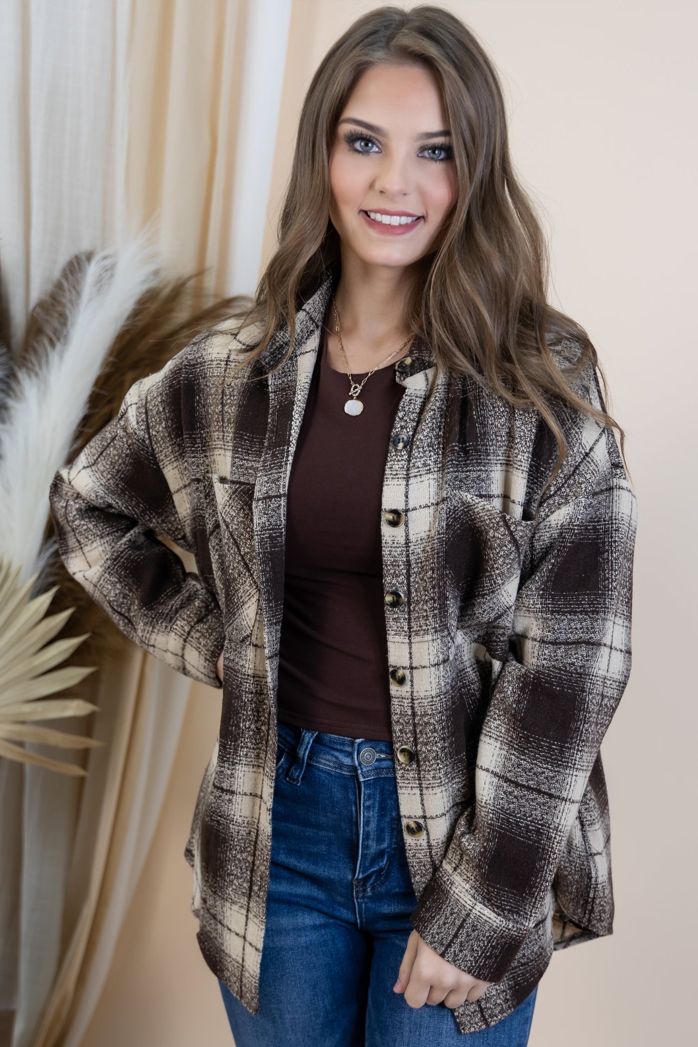 "Perfect Balance" Shacket (Brown/Taupe)