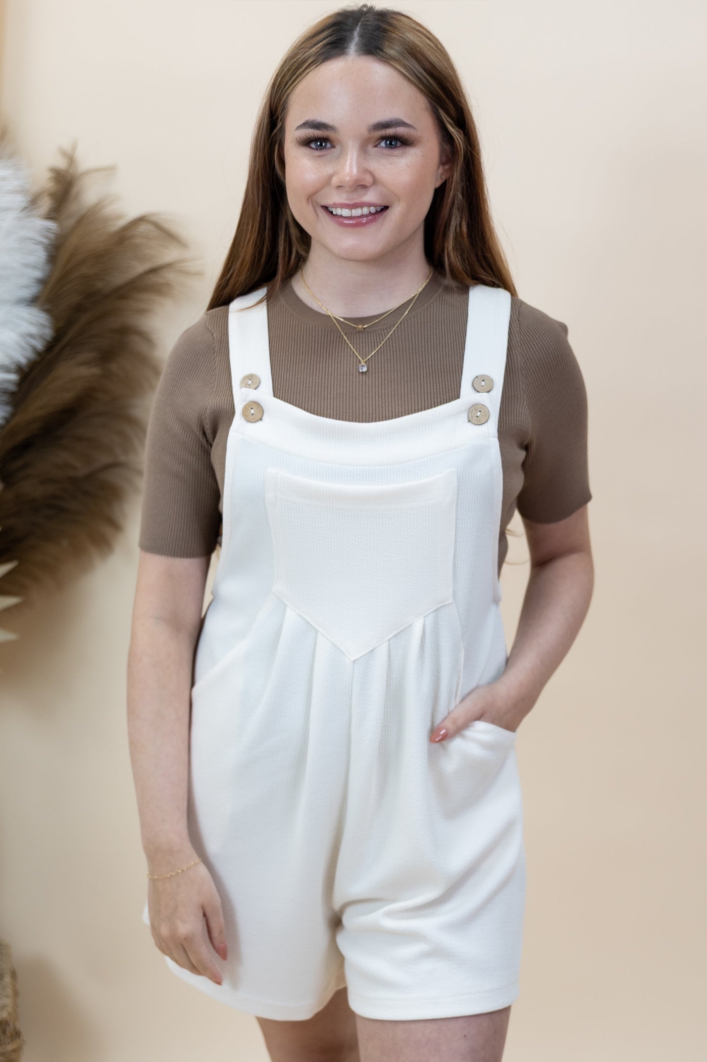 "Quick & Easy" Romper (Cream)