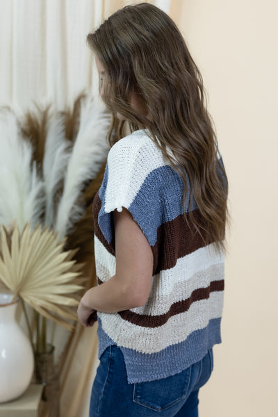 "Setting The Pace" Sweater Top (Frosted Mocha)