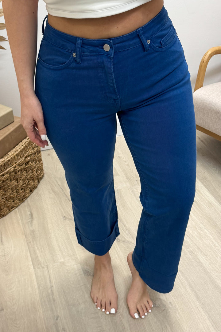 Azure Cropped Wide Leg Jeans