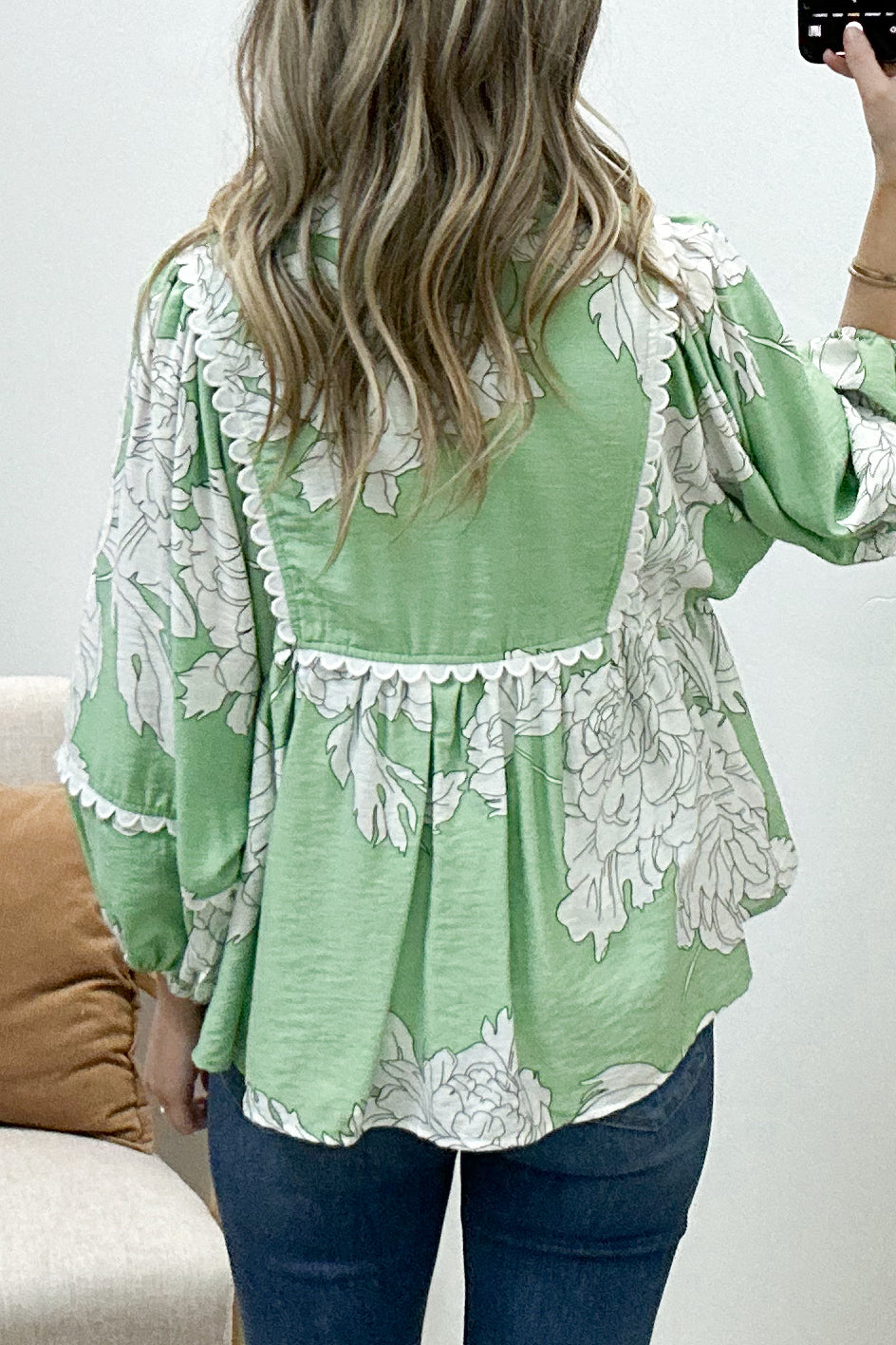 "Flora Fauna" Blouse (Mint)
