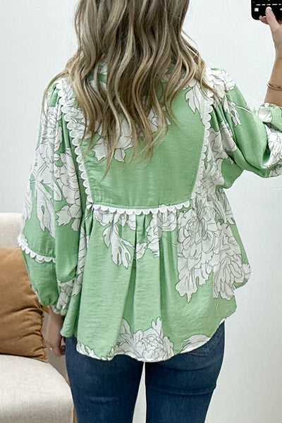 "Flora Fauna" Blouse (Mint)