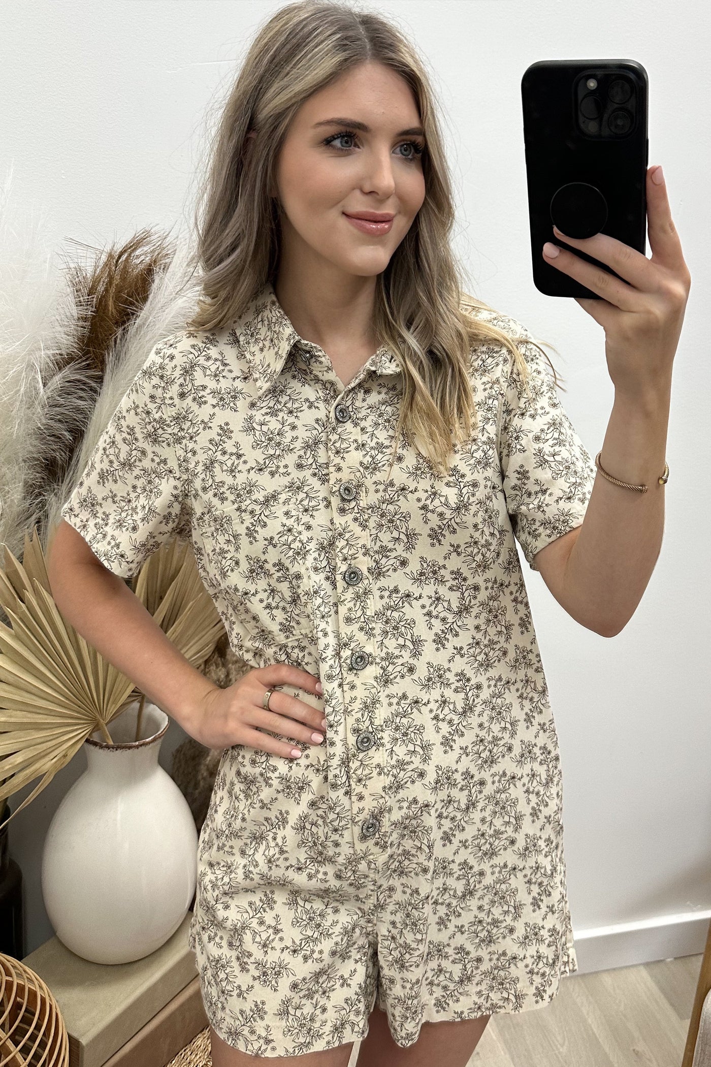 "Ready To Go" Romper (Natural/Brown)