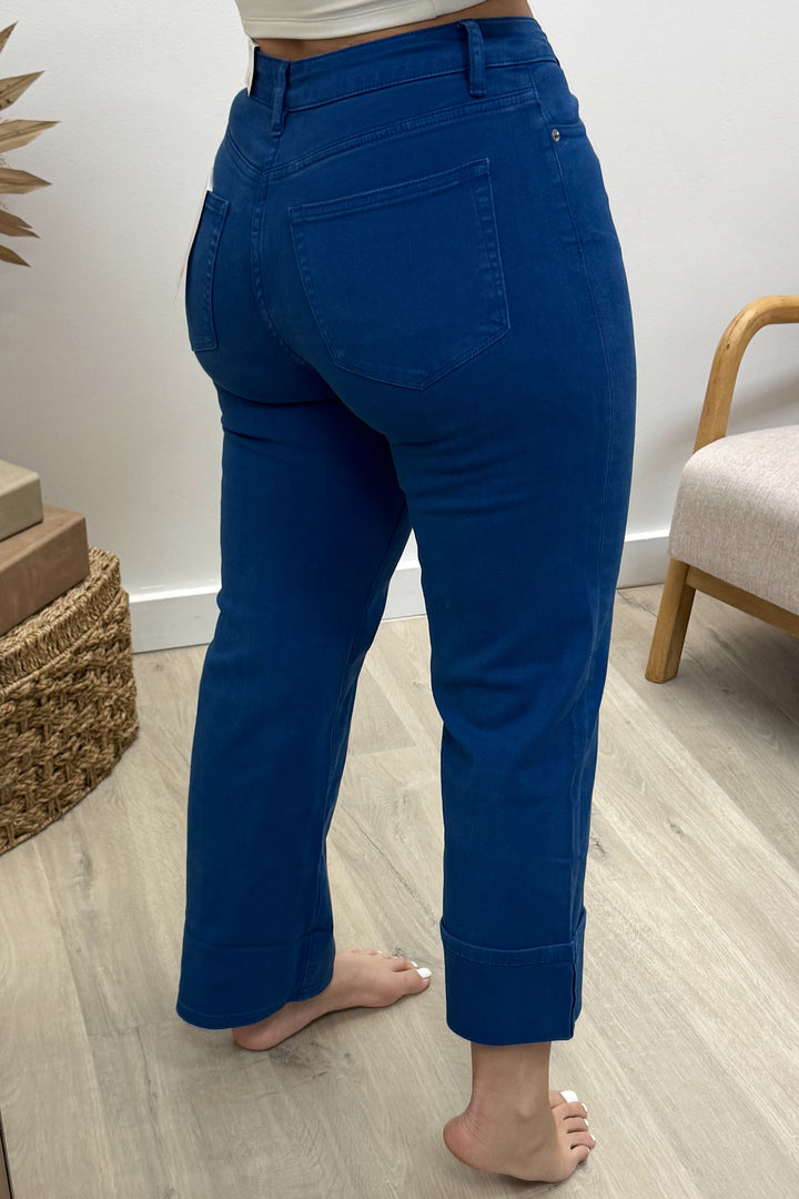 Azure Cropped Wide Leg Jeans