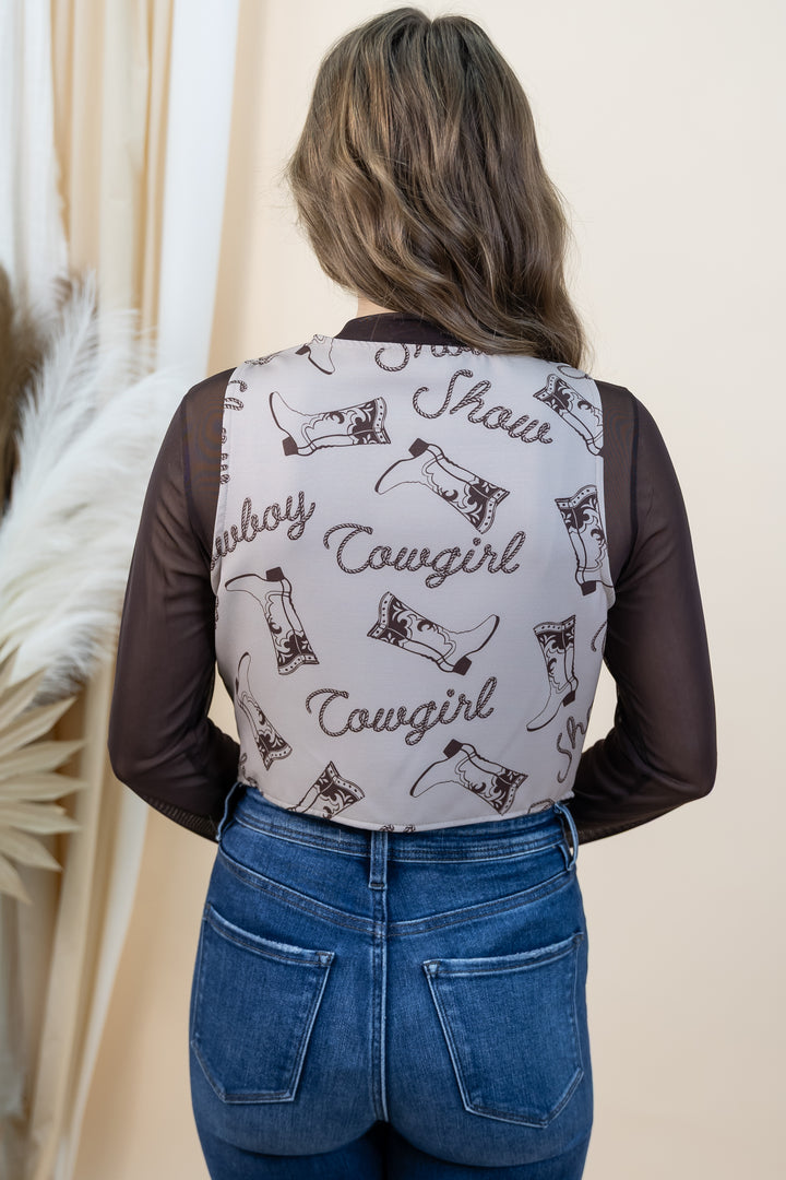 "Wagon Wheel" Vest (Khaki/Brown)