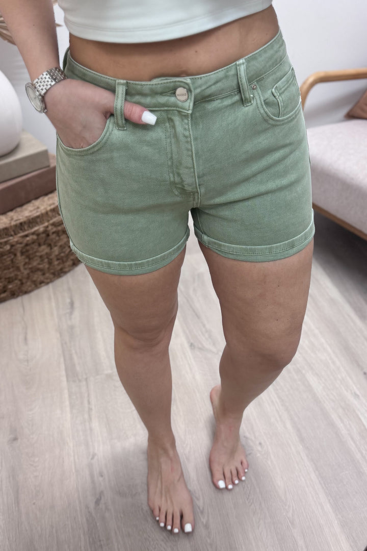 Lily Denim Shorts (Olive)