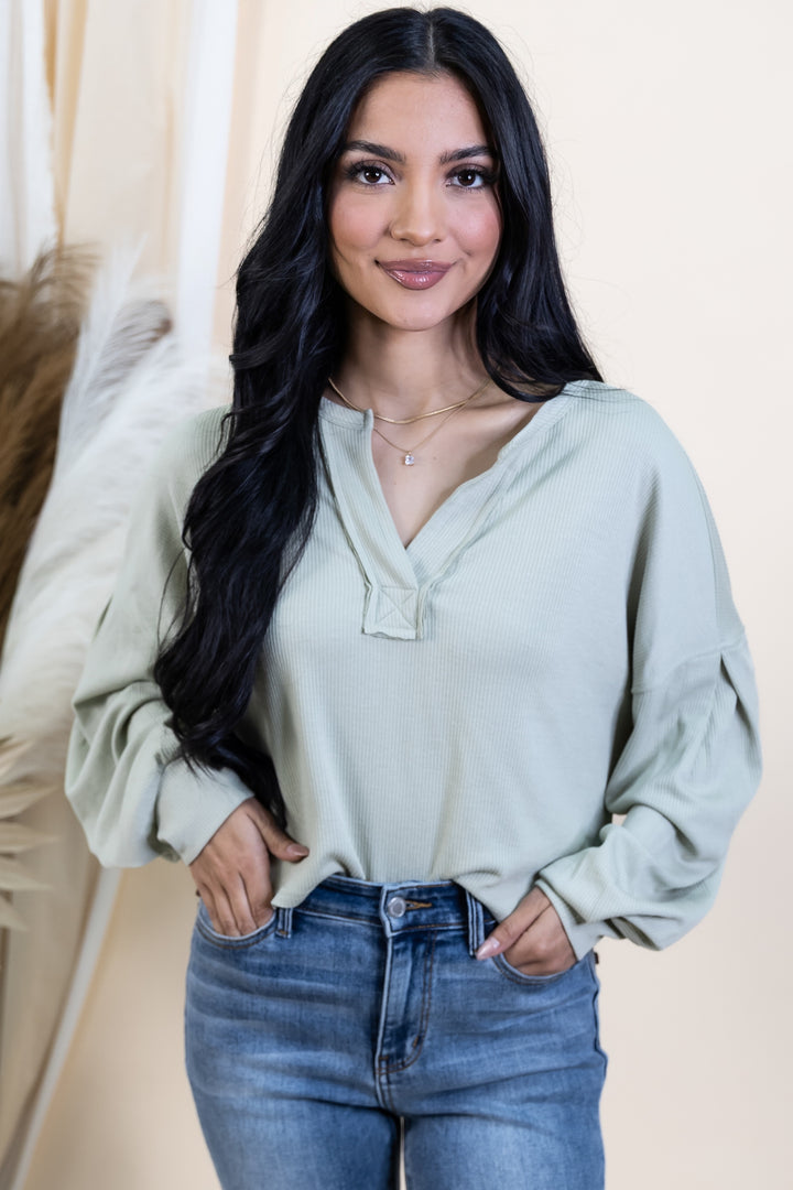 "Comfortable Chaos" Top (Light Sage)