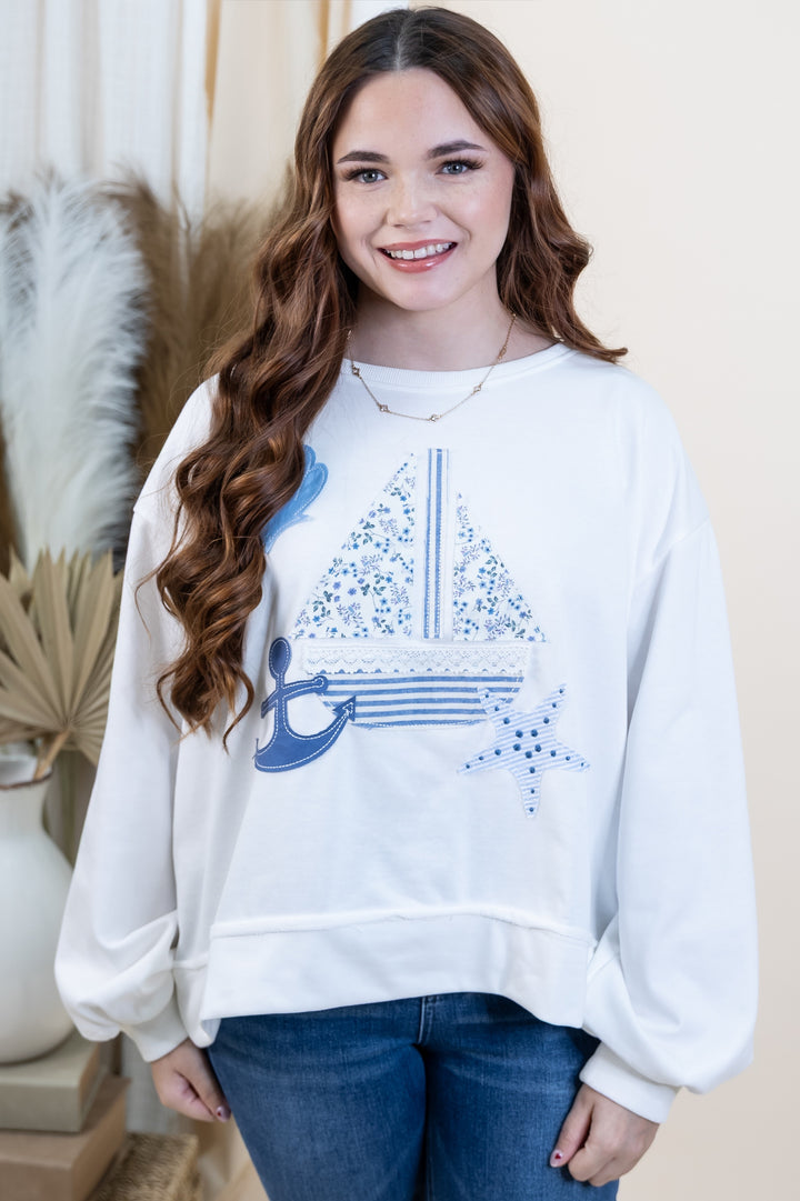 "Coastal Cutie" Sweatshirt (White)