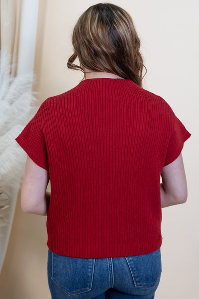 "Power Plays" Sweater Top (Red)