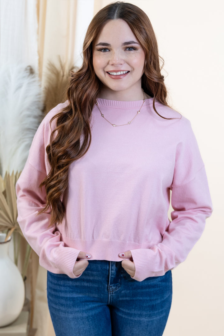 "Elevated Ease" Sweater (Petal Pink)