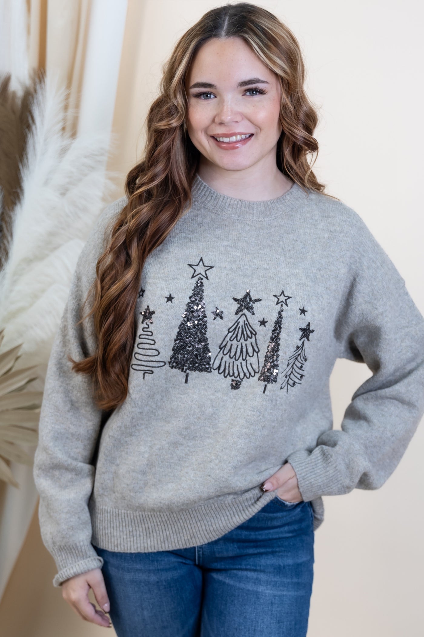 "Glitter Grove" Sweater (Oatmeal)
