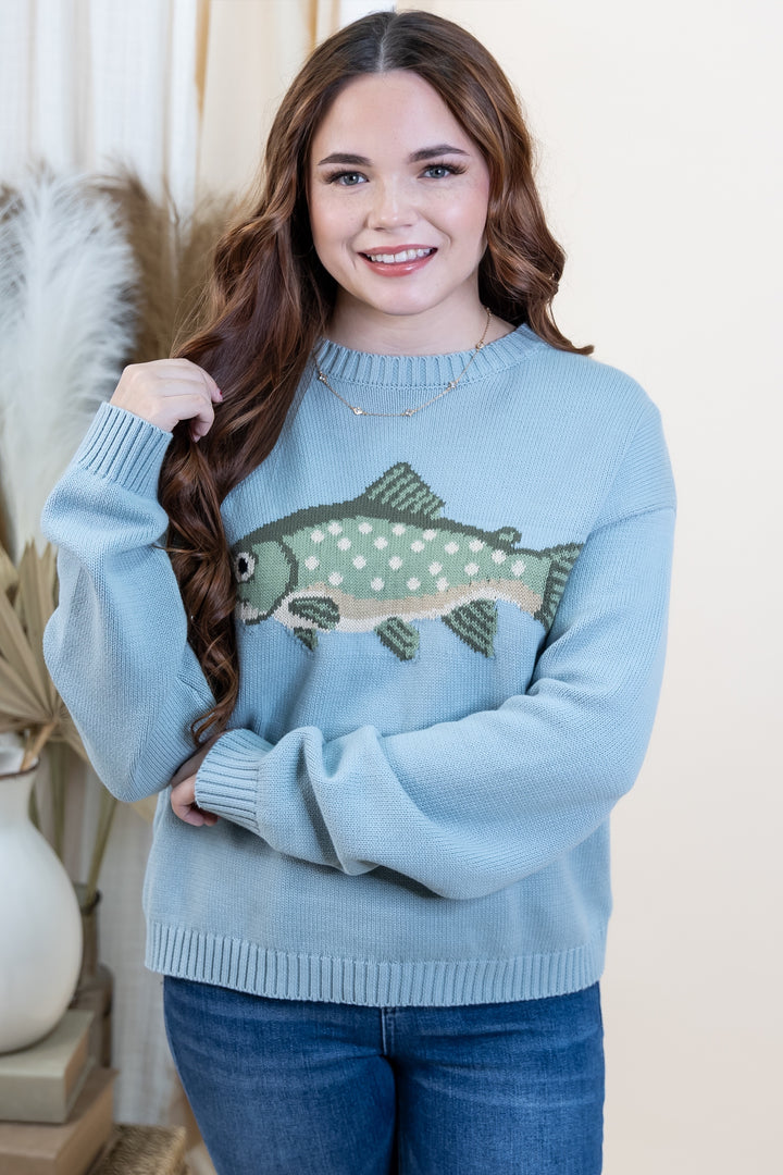 "Catch Of The Day" Sweater (Deep Sage)