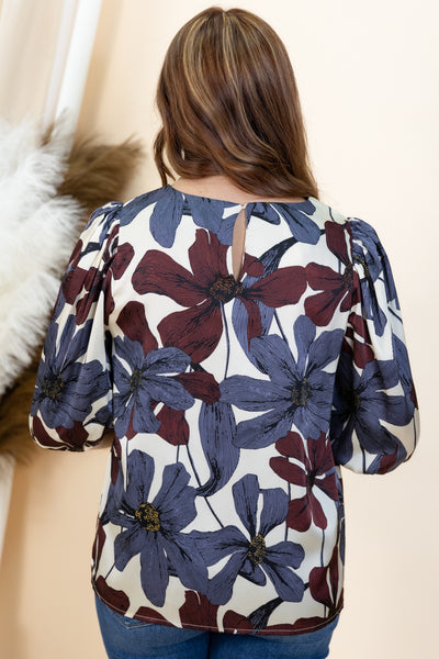 "Go Your Way" Blouse (Dark Blue Gray)