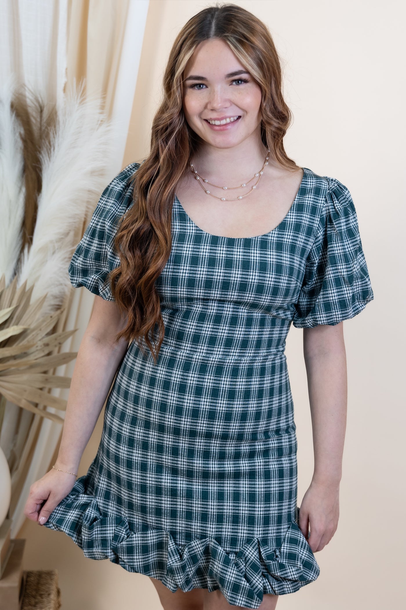 "Plaid & Proper" Dress (Dark Hunter Green)