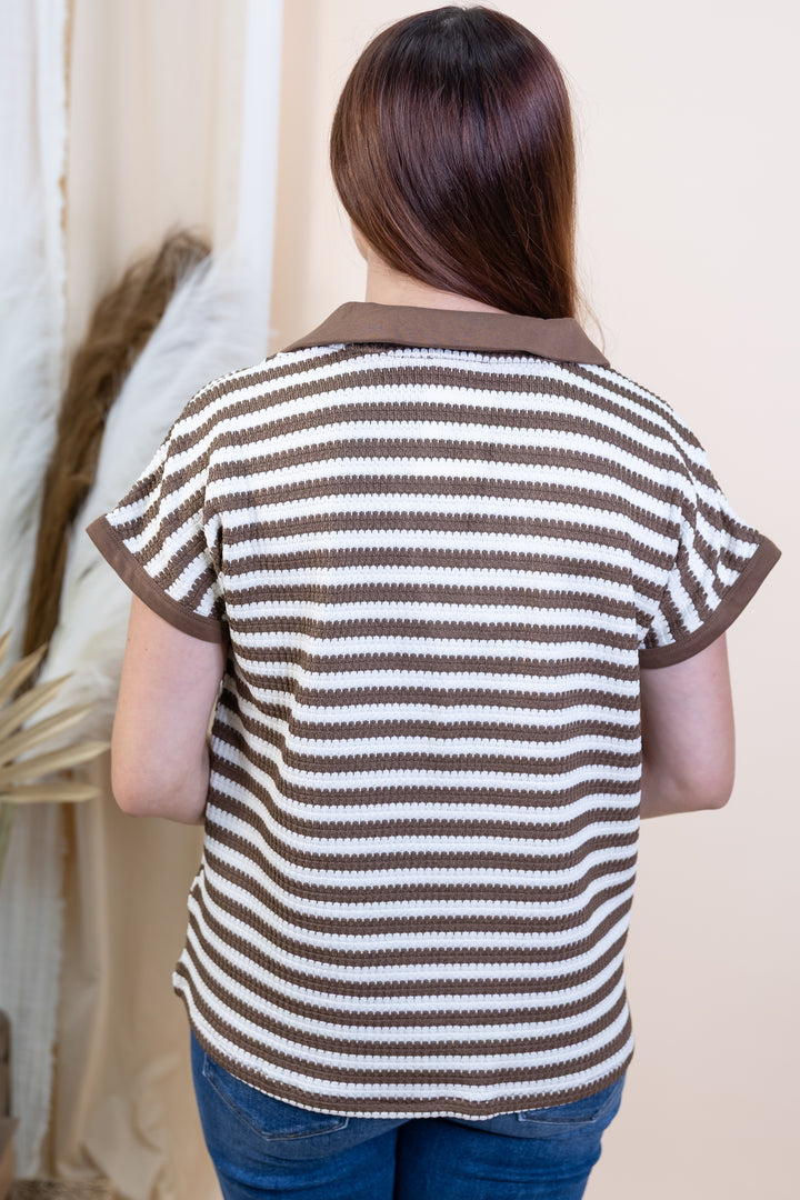 "Striped Style" Top (Brown)