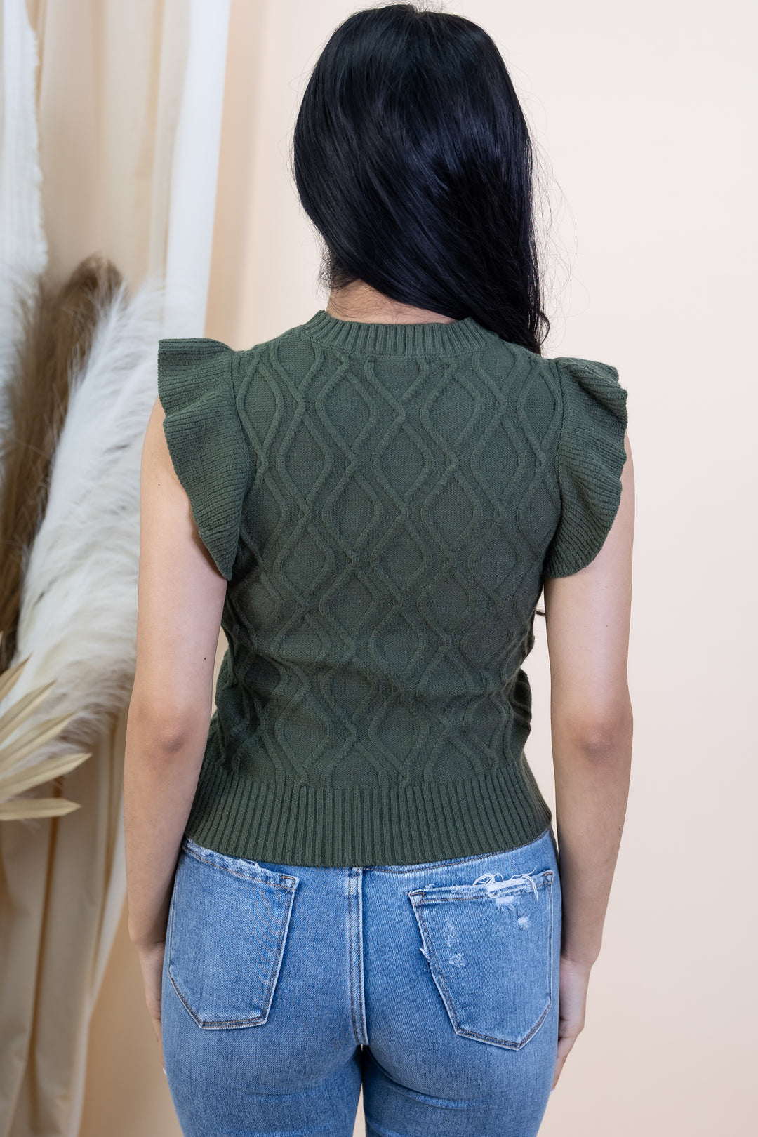 "Woven Whispers" Sweater Top (Olive)